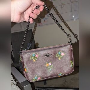 Coach Nolita 19 Floral Print Metallic Brown Leather Wristlet 22834 Shoulder Bag